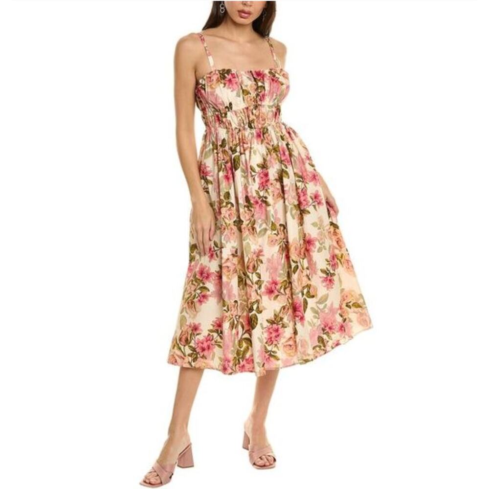 Johnny Was Jade NWT Asmara Cotton Poplin Cabbage Rose Sweetheart Maxi SunDress S